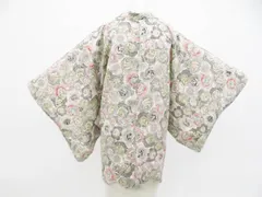 【京松】大正ロマン 羽織 花 羽織紐付 正絹 身丈約76cm 裄丈約60cm kyo8z01-75