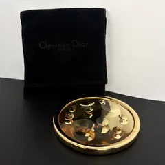 美品 クリスチャンディオール Christian Dior 手鏡 丸型 ミラー ゴールド ノベルティ