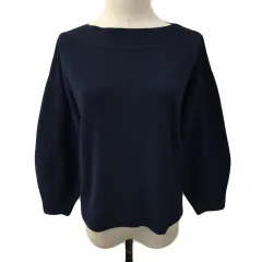 ロペピクニック ROPE Picnic カットソー ニット プルオーバー ボートネック 無地 長袖 40 紺 ネイビー