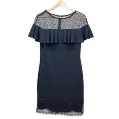 RalphLauren(ラルフローレン) ワンピース サイズ2 S レディース美品  - 黒 クルーネック/半袖/ひざ丈/フラワー/レース