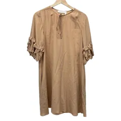 SEE BY CHLOE(シーバイクロエ) ワンピース サイズ34 S レディース - ピンク 半袖/ひざ丈/シルク/フリル