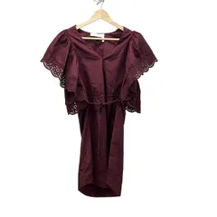 SEE BY CHLOE(シーバイクロエ) ワンピース サイズ36 S レディース美品  - ボルドー Vネック/半袖/ひざ丈/レース