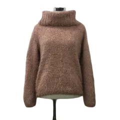 ドレスキップ DRESKIP セーター ニット プルオーバー オフタートル シャギー 長袖 L ピンク