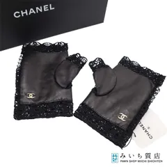 未使用 タグ付 CHANEL シャネル グローブ 21cm レース レザー 羊革 ブラック 箱有 H21988のサムネイル