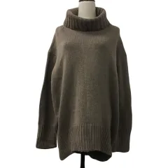 ニコアンド Niko and.. セーター ニット プルオーバー タートルネック リブ 長袖 L 茶 ブラウン