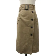 ジャスグリッティー JUSGLITTY スカート タイト 膝丈 ラップ風 スエード調 ベルト ハイウエスト 無地 1 ベージュ 茶 ブラウン