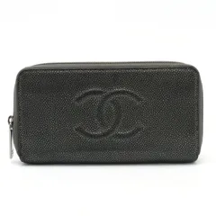 CHANEL シャネル ココマーク ラウンドファスナー 長財布 キャビアスキン レザー メタリックグレー シルバー金具 A50071