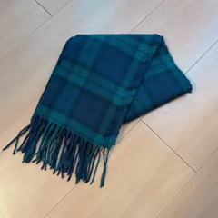 無印良品 赤チェックマフラー グリーンと紺 チェック 30×180cm