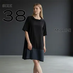 【極美品】MARNIマルニ イタリア製 レーヨン製バイカラーミニワンピース 38(M)黒×ネイビー【古着】【中古】【送料無料】のサムネイル