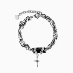 ブラックダイヤ風 星体モチーフ ブレスレット｜メンズ｜チタン鋼｜ミニマル 冷淡系 ins シンプル 高級感　bu1