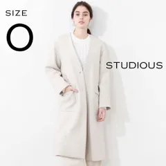 【美品】STUDIOUSステュディオス 日本製 ウール混Vネックノーカラータックコート 0 (S) アイボリー【古着】【中古】【送料無料】のサムネイル
