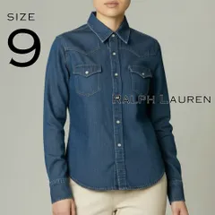 Ralph Laurenラルフローレン 80s クリアガラスボタン デニムシャツジャケット 9 (M) インディゴ【古着】【中古】【送料無料】