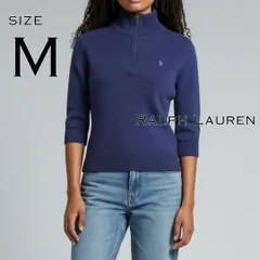 Ralph Laurenラルフローレン カシミヤブレンドウール製ハーフジップニットセーター M ネイビー【古着】【中古】【送料無料】のサムネイル