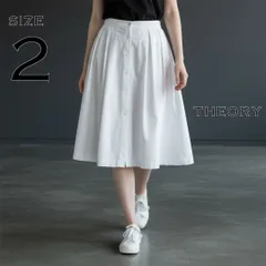 theoryセオリー コットン製センターボタン ミディ丈フレアスカート 2(M) 白ホワイト【古着】【中古】【送料無料】