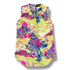 DSQUARED2タータンチェック柄ノースリーブ ブラウス36マスタード 