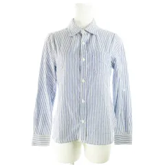 アダムエロペ Adam et Rope' AER シャツ 長袖 ロールアップ コットン 薄手 ストライプ 38 青 ブルー /AH2