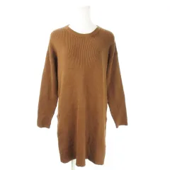 アズールバイマウジー AZUL by moussy ワンピース ニット リブ ミニ 長袖 サイドスリット もっちり M 茶 ブラウン /AO8