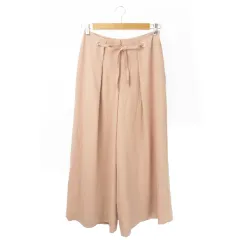 ナチュラルビューティーベーシック NATURAL BEAUTY BASIC パンツ ワイド スカンツ タック リボン フェミニン S ピンク /AO10