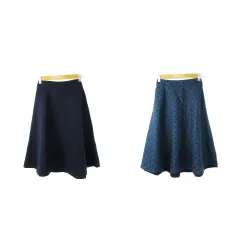 トッコ TOCCO closet スカート リバーシブル 2way フレア ミモレ ロング ドット 無地 青緑 ブルー 紺 ネイビー /CK11