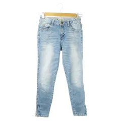 ゲス GUESS JEANS パンツ デニム ジーンズ スキニー アンクル ストレッチ 裾ジップ ウォッシュ加工 小さいサイズ 23 青 ブルー /AO1