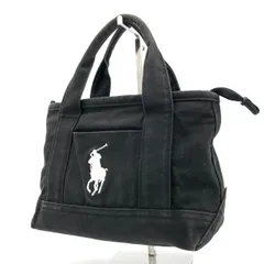 ポロラルフローレン トートバッグ ビッグポニー 黒 キャンバス 刺繍 ランチバッグ