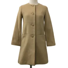 ナチュラルビューティーベーシック NATURAL BEAUTY BASIC コート ノーカラー ロング シングル センターベント ウール アンゴラ混 無地 長袖 S ベージュ