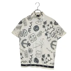 muta MARINE GOLF ムータ マリン ゴルフ ランダムロゴ 半袖 ヘムリブ ポロシャツ MMJC-446193 6 ホワイト/グレー メンズ