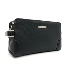 ピエールカルダン セカンドバッグ 黒 レザー ダブルファスナー クラッチバッグ メンズ