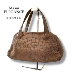 Ma'am ELEGANCE マームエレガンス クロコダイル エキゾチックレザー ミニ ボストン バッグ ベージュ 本革 ワニ革 綺麗め 希少
