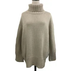 ニコアンド Niko and.. セーター ニット プルオーバー タートルネック オーバーサイズ 無地 長袖 M ベージュ