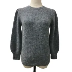 ナチュラルビューティーベーシック NATURAL BEAUTY BASIC セーター ニット ラウンドネック リブ 切替 無地 モヘヤ混 長袖 M グレー