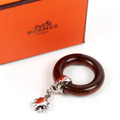 【美品】HERMES エルメス スカーフリング ウッド ブランド小物 雑貨 箱付き【TY11】