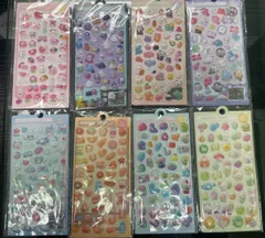 【新品】立体ぷっくりシール8枚（8種）/ ぷにぷに / 3D /もちもち /可愛い /シール交換 /シール帳 /ボンボン/送料込み
