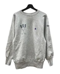 チャンピオン Champion 90s 90年代 刺繍タグ REVERSE WEAVE リバースウィーブ  USA製 トレーナー 両面プリント 袖刺繍 目付き 灰色 スウェット プリント グレー Lサイズ 104MT-2585