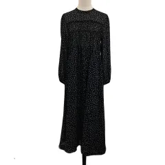 ロペピクニック ROPE Picnic ワンピース フレア ロング シャーリング シアー ドット 長袖 38 黒 白 ブラック ホワイト