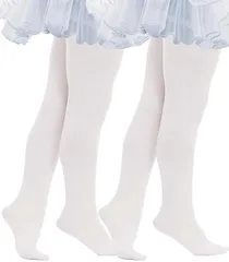 [BAERU] タイツ キッズ 白 バレエ ジュニア バレエタイツ フーター 仮装 伸縮性 ダンス 子供 子ども こども (JP, 身長, 100, 120, ホワイト) [ホワイト] [100-120]