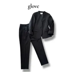 grove グローブ 【洗える】 お仕事からセレモニーまで！ カラーレス ジャケット テーパードパンツ スーツ セットアップ 上下セット ブラック 黒 M ママスーツ ビジネス