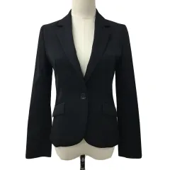 インディヴィ INDIVI ジャケット テーラード シングル ストライプ ウール 長袖 36 黒 ブラック