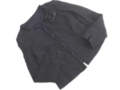 ANAYI アナイ ウール混 ツイード コサージュ付 ノーカラー ジャケット size38/紺 ◇■ レディース