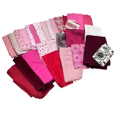 170990 現状品 カットクロス　はぎれ　約10㎏ 赤・ピンク系 28点まとめ売り