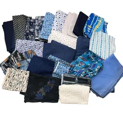 170990 現状品 カットクロス はぎれ 約10㎏ ブルー系 23点まとめ売り