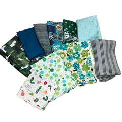 170990 現状品 カットクロス はぎれ 約2.5㎏分 グリーン系 10点まとめ売り