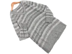 23区 アルパカ混 Vネック ボーダー ニット セーター size38/グレー ◇■ レディース