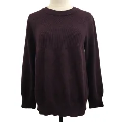 ドレスキップ DRESKIP セーター ニット プルオーバー クルーネック 無地 長袖 L 紫 ボルドー パープル