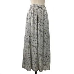 グローバルワーク GLOBAL WORK パンツ ワイド フレア ロング ウエストゴム イージー ドロスト 総柄 M グレー 黒 ブラック