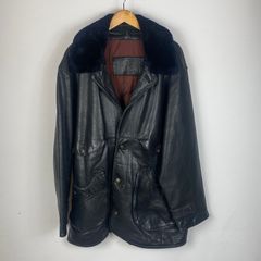 sportin life ブラックレザーコート ボア襟付き - メルカリ