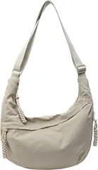 FARFADET ショルダー バッグ 斜めかけ レディース メンズ カバン 軽量 サコッシュ クロスボディ シンプル カジュアル 無地 撥水 ショルダーバッグ 薄型 大容量 斜めがけ 人気 (ベージュ,  高さ21cm 幅34cm まち8cm)