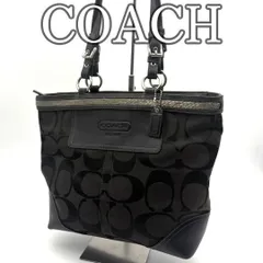 コーチ COACH ブラック キャンバス トートバッグ シグネチャー柄 レザー切替 自立型 肩掛け ハンドバッグ レディース 通勤 通学 デイリー カジュアル バッグ