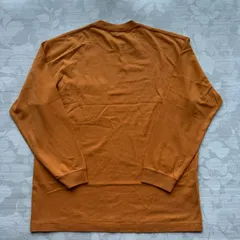 ユニクロ XL コットン クルーネック 長袖Tシャツ ロンT ポケット付き オレンジ/キャメル系