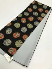 新品 半幅帯 綿 黒地に達磨模様 リバーシブル 福服特製 最強配送